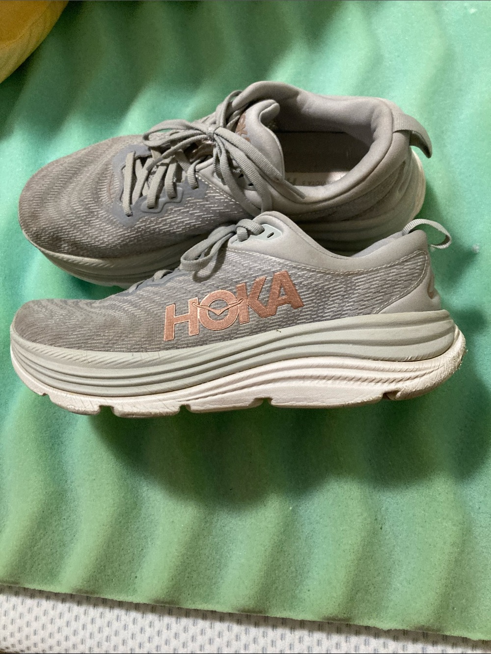 Hoka Neutral Cushion Running Shoes - Light Gray with Rose Accent